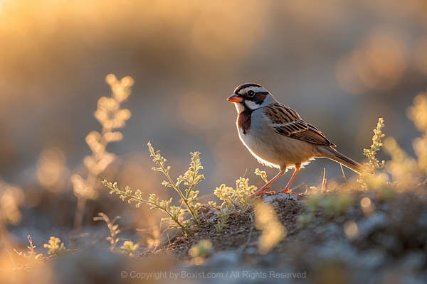 Beautiful Sparrow Bird Stands On The Ground
