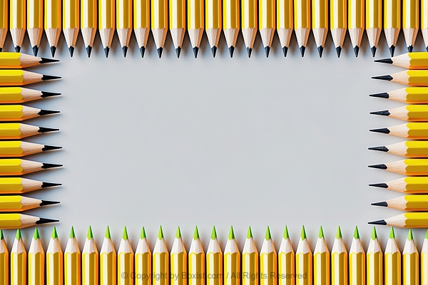 Frame Composed Of Pencils Arranged In Symmetrical Pattern