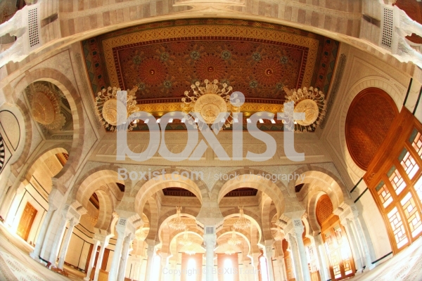 Arched Interior Of El Abidine Mosque At Carthage