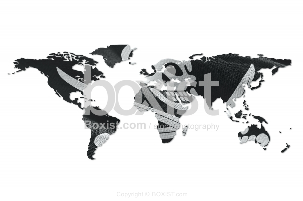 World Map with Pirate Flag