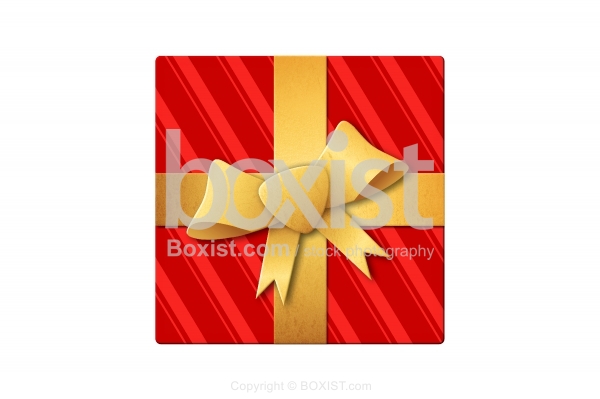 Wrapped Gift Box With Golden Ribbon