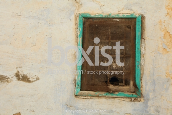 Old Window On Peeled Off Wall