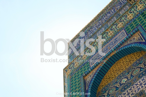 Colorful Iznik Tiles Facade Corner at Dome of the Rock