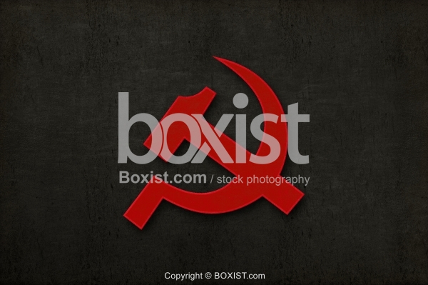 Hammer and Sickle On Grunge Dark Wall