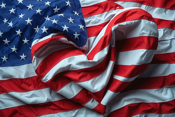 American Flag Crumpled In Love Heart Shape