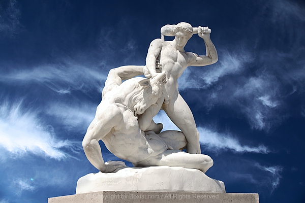 Theseus And The Minotaur Sculpture At Jardin Des Tuileries In Paris