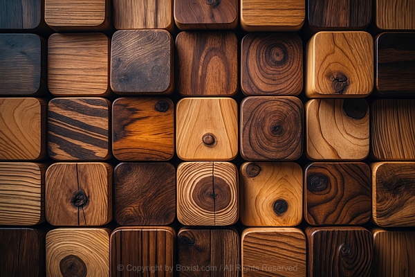 Grid Of Wooden Cubes Arranged Background