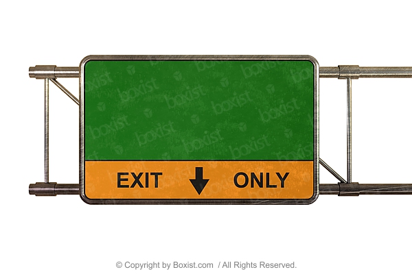 Empty Green Road Sign with Yellow Exit Only