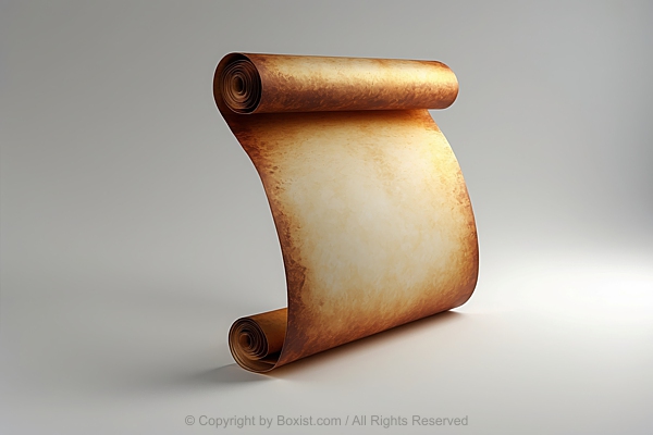 Vintage Scroll Rolled At Both Top And Bottom On Bright Gray Background
