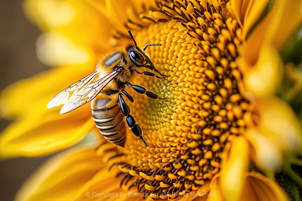 Macro Of Honey Bee On Yellow Flower