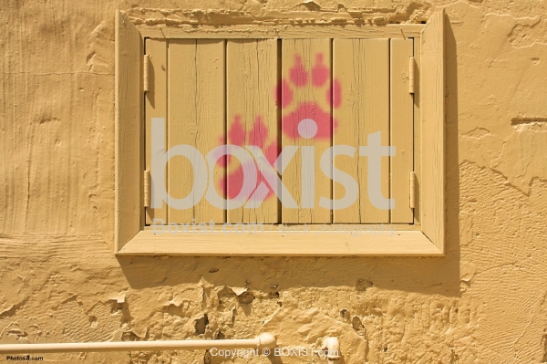 Yellow Window and Painted Footprints