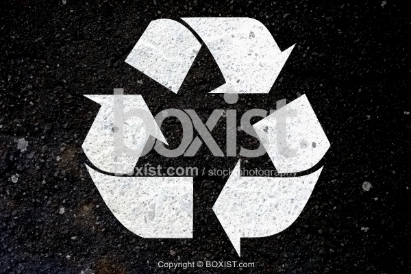 Recycle Sign Painted on Asphalt