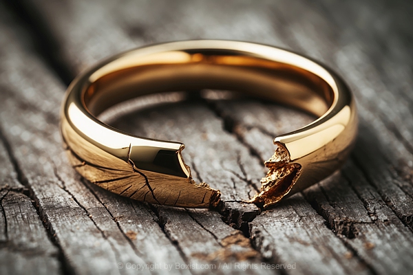 Gold Ring With Visible Broken Crack