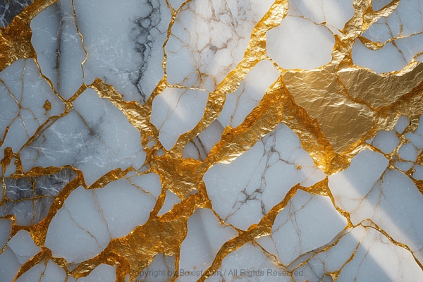 Carrara Marble Texture With Gold Veins